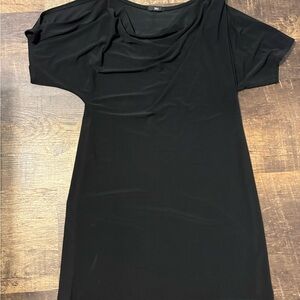 J.B.S. Black Mini Dress with Draped Neckline